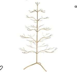 Holiday ornament jewelry display metallic gold metal 3ft tall tree